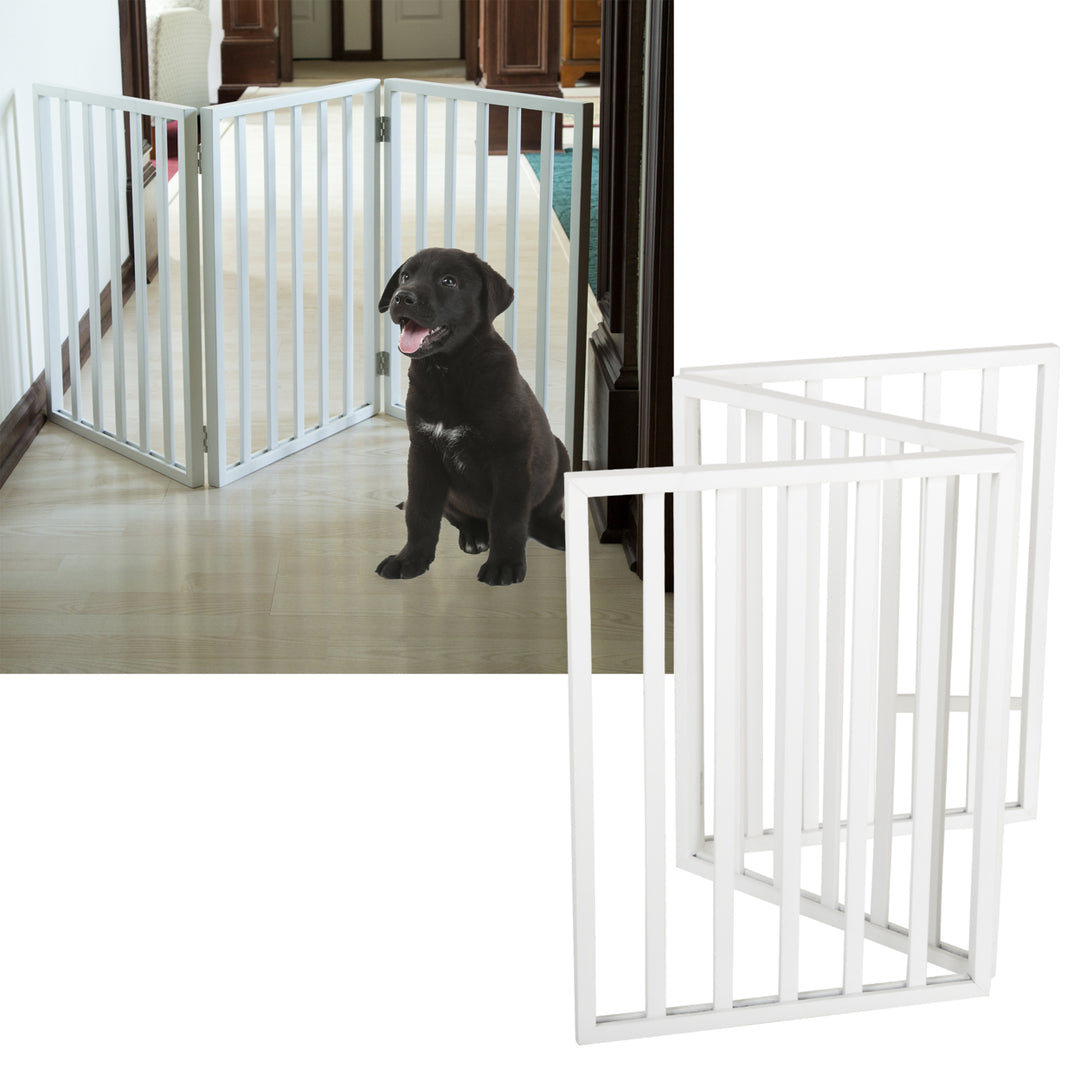 PETMAKER Freestanding Wooden Pet Gate White 54in Indoor Decorative Fence Image 1