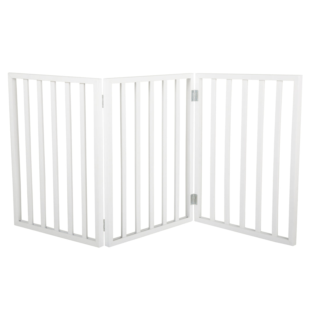 PETMAKER Freestanding Wooden Pet Gate White 54in Indoor Decorative Fence Image 2