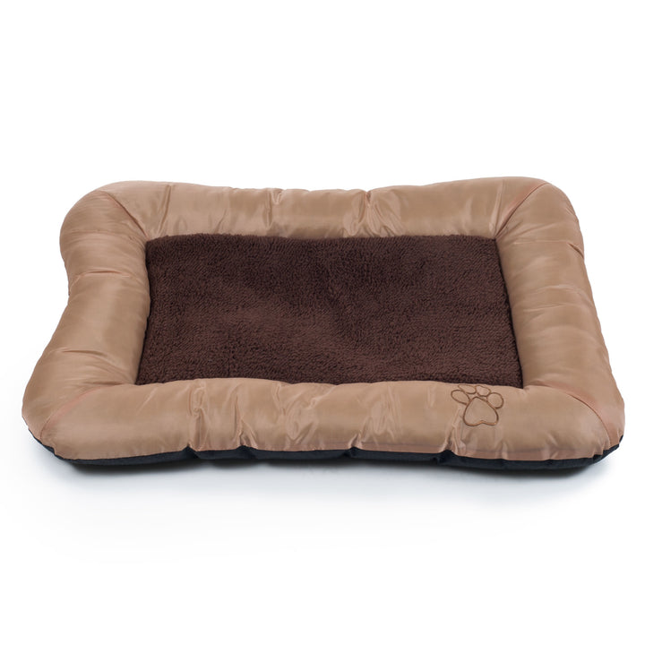 PETMAKER 43x29 Plush Cozy Pet Bed Tan Sherpa Memory Foam Waterproof Non-Slip Image 2