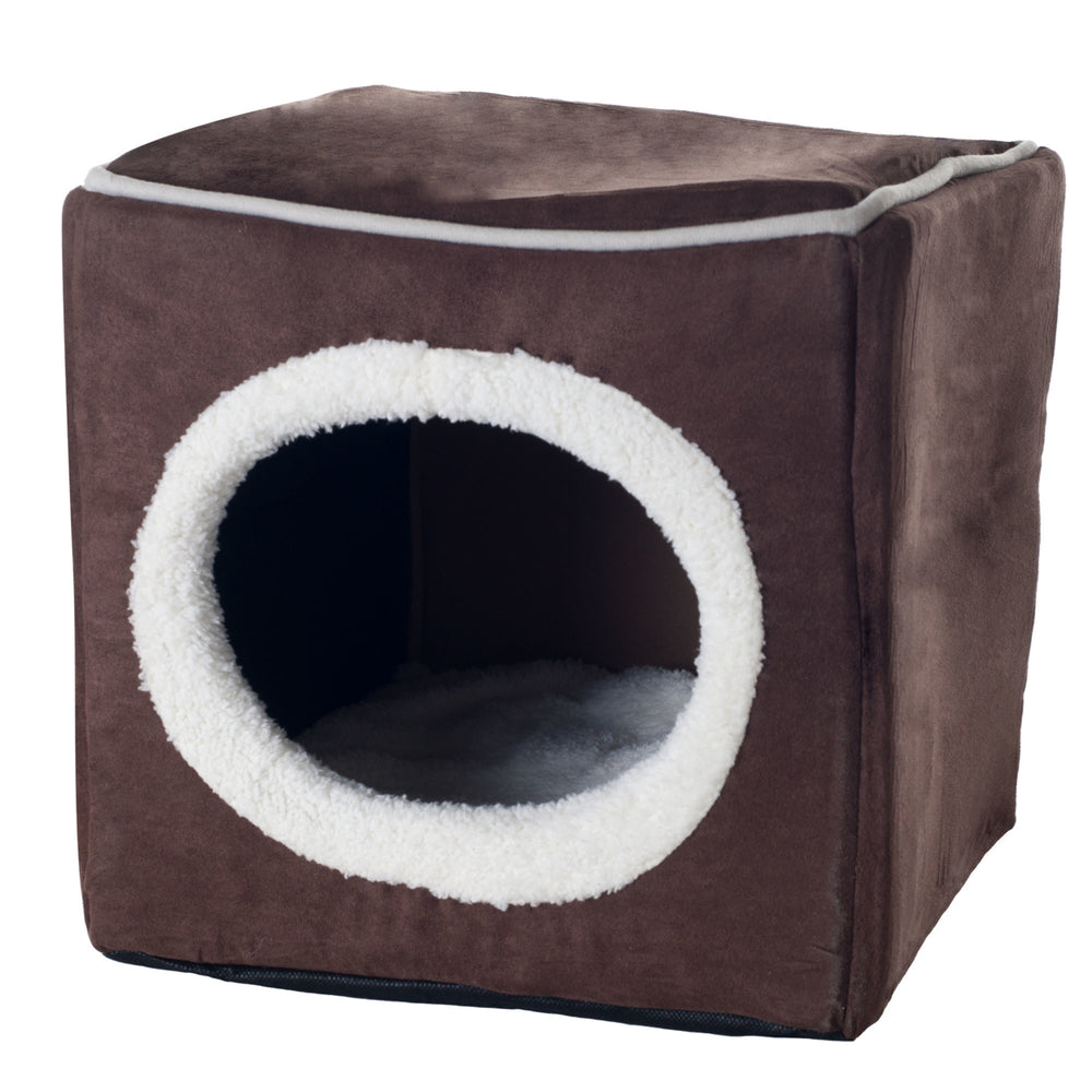 Cat Pet Bed Cozy Cave Cube 13 x 12 inches Removable Insert Pillow Cat Feels Safe and Can Hide Image 2