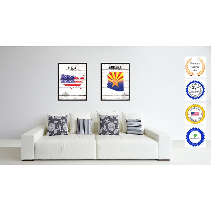 Arizona State Flag Vintage Canvas Print with Picture Frame  Wall Art Decoration Gift Ideas 7016 Image 2