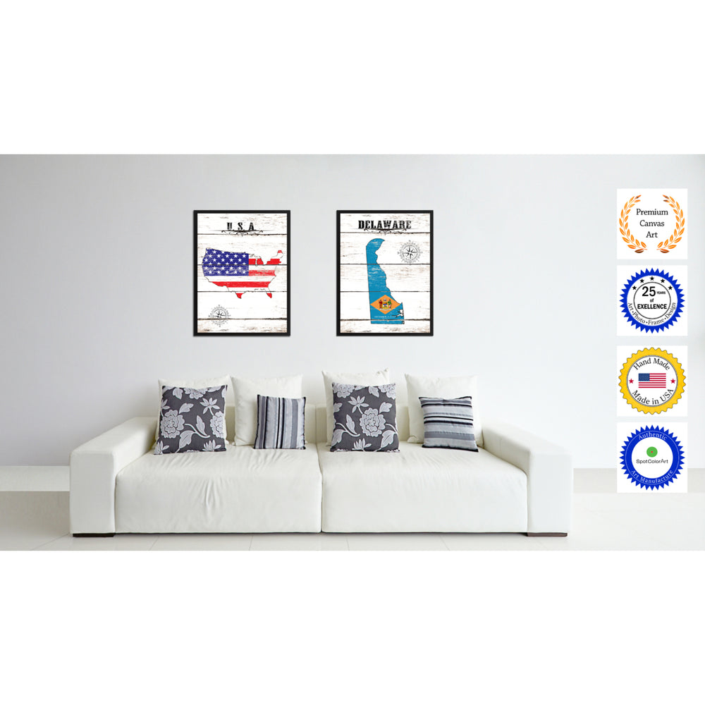 Connecticut State Flag Canvas Print with Picture Frame  Wall Art Gifts Image 2