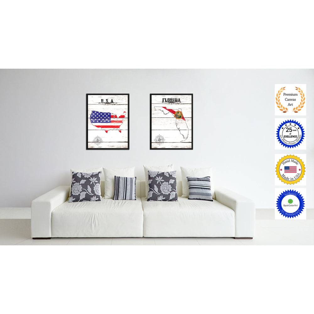 Florida State Flag Canvas Print with Picture Frame  Wall Art Gifts Image 2
