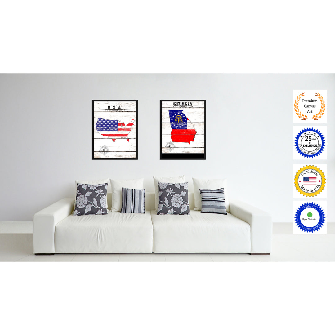 Georgia State Flag Canvas Print with Picture Frame  Wall Art Gifts Image 2
