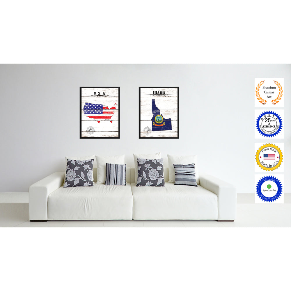 Idaho State Flag Canvas Print with Picture Frame  Wall Art Gifts Image 2