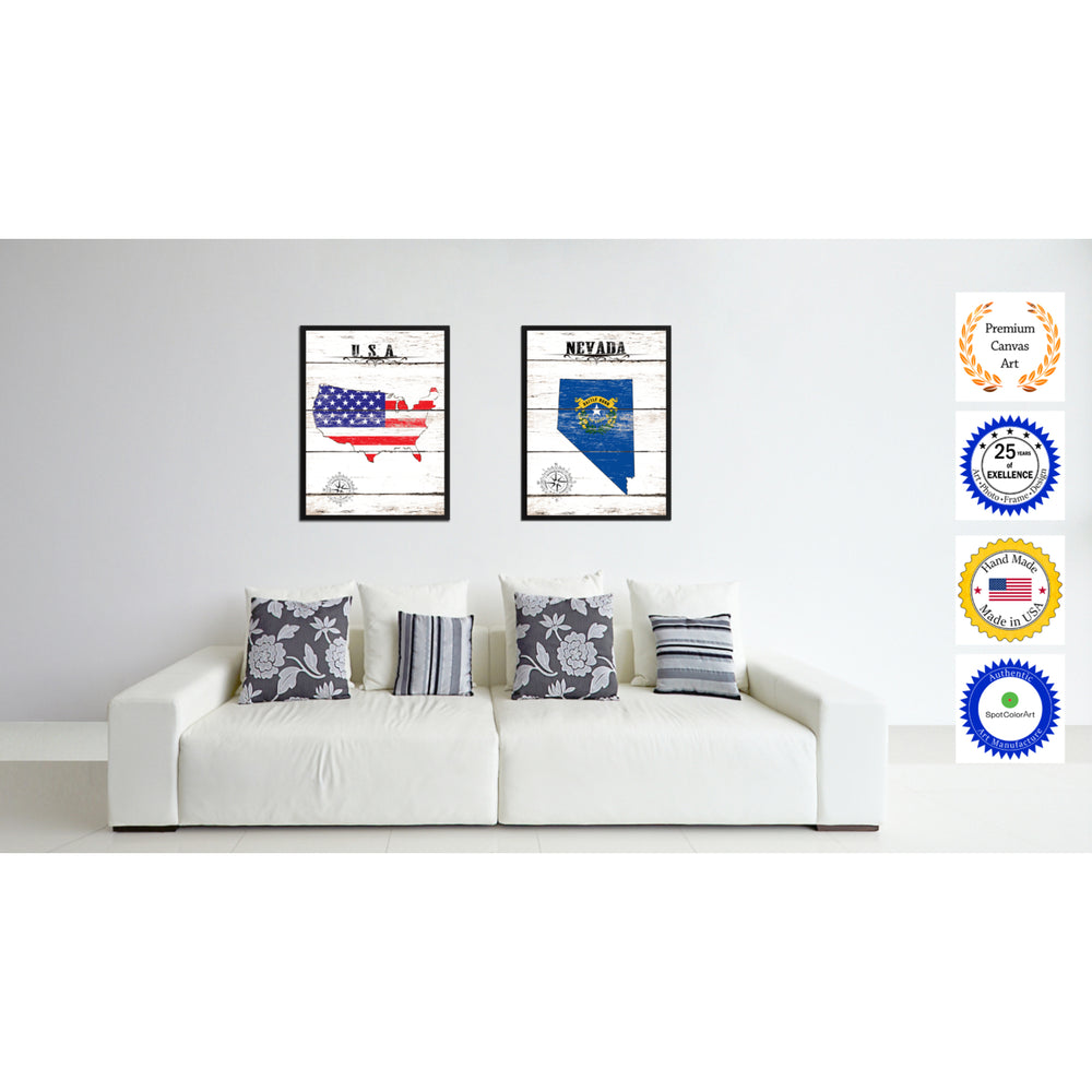 Nevada State Flag Canvas Print with Picture Frame  Wall Art Gifts Image 2