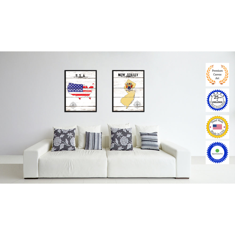 Jersey State Flag Canvas Print with Picture Frame  Wall Art Gifts Image 2