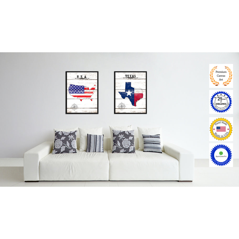 Texas State Flag Canvas Print with Picture Frame  Wall Art Gifts Image 2