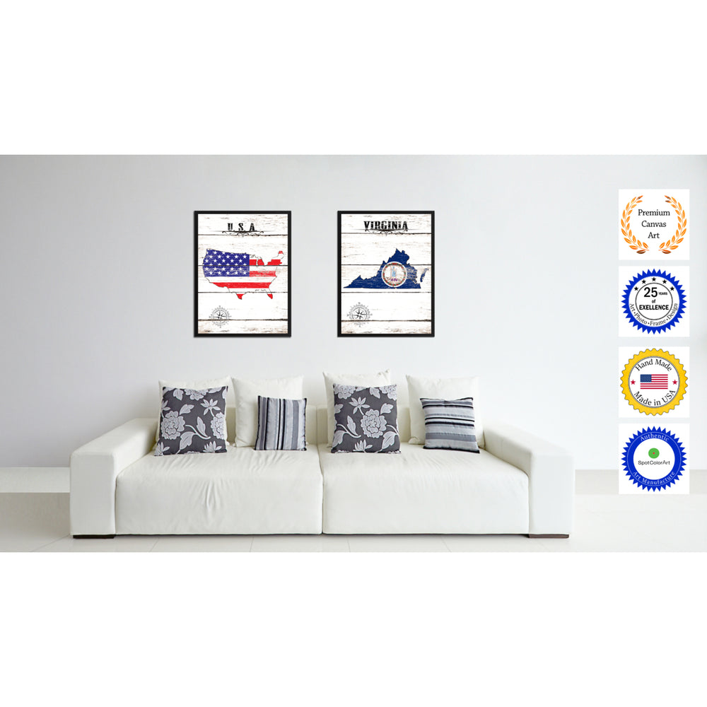 Virginia State Flag Canvas Print with Picture Frame  Wall Art Gifts Image 2