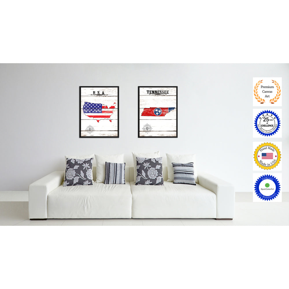 Tennessee State Flag Canvas Print with Picture Frame  Wall Art Gifts Image 2