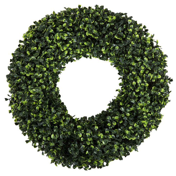 Boxwood Wreath, Artificial Wreath for the Front Door , UV Resistant  16.5 Inches Image 2
