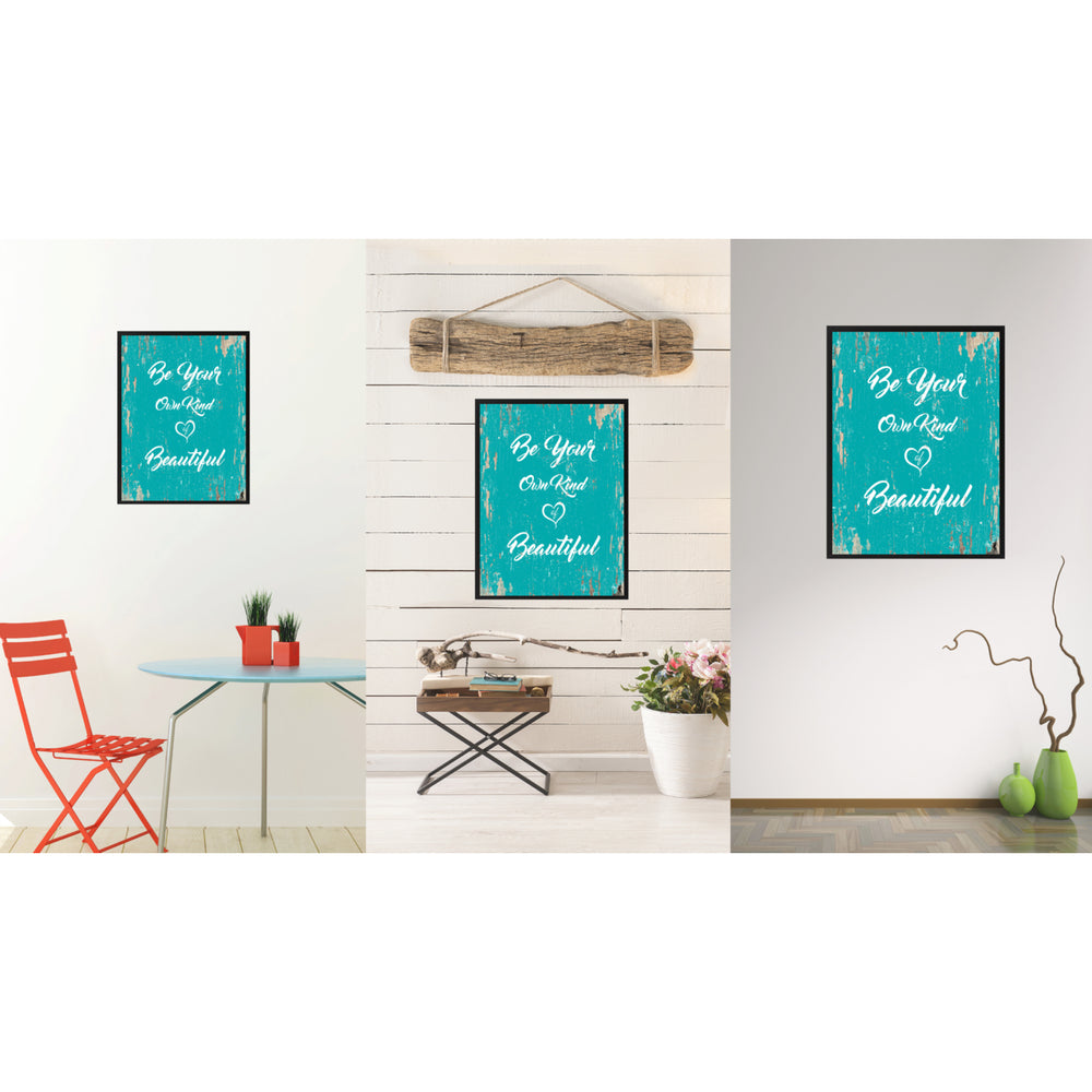 Be Your Own Kind Of Beautiful Inspirational Saying Canvas Print with Picture Frame  Wall Art Gifts Image 2