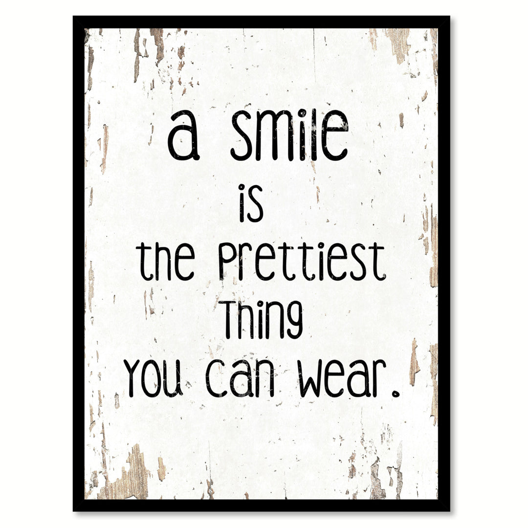 A Smile Is The Prettiest Thing You Can Wear Saying Canvas Print with Picture Frame  Wall Art Gifts Image 1