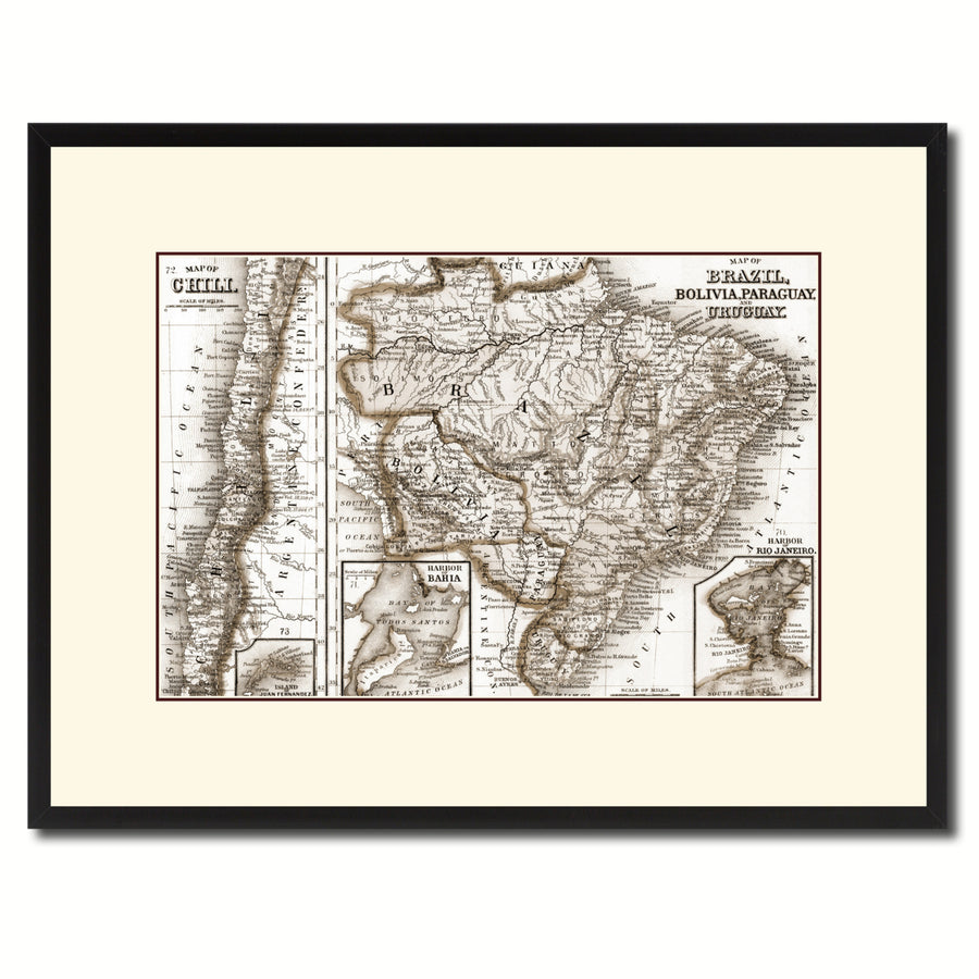 Afghanistan Persia Iraq Iran Vintage Sepia Map Canvas Print with Picture Frame Gifts  Wall Art Decoration Image 1
