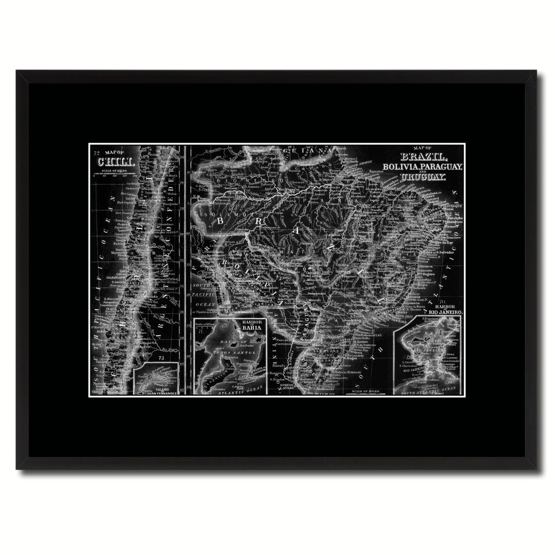 Afghanistan Persia Iraq Iran Vintage Monochrome Map Canvas Print with Gifts Picture Frame  Wall Art Image 1