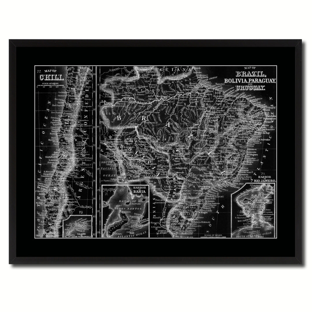 Afghanistan Persia Iraq Iran Vintage Monochrome Map Canvas Print with Gifts Picture Frame  Wall Art Image 3