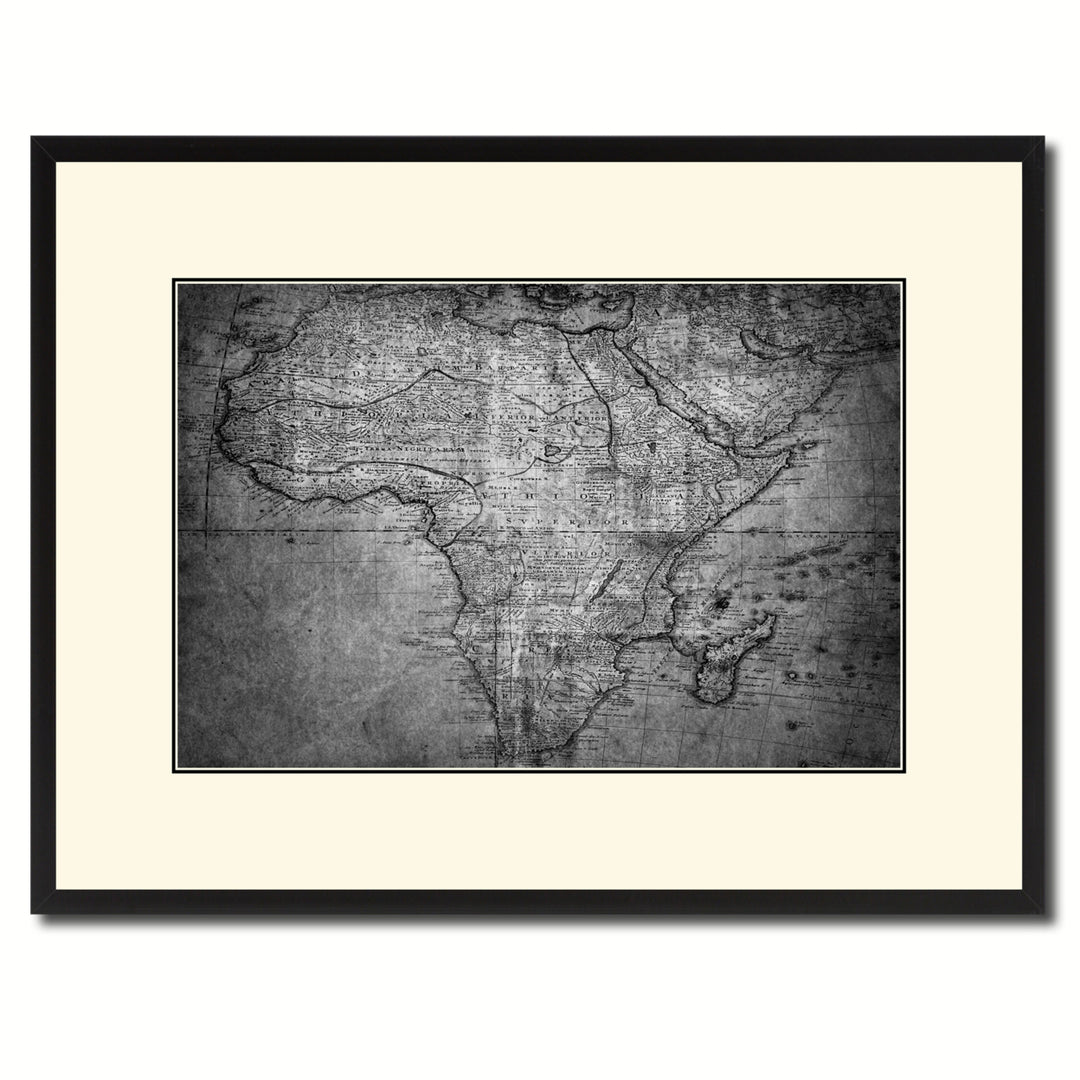 Africa Mapmaker Vintage BandW Map Canvas Print with Picture Frame  Wall Art Gift Ideas Image 1