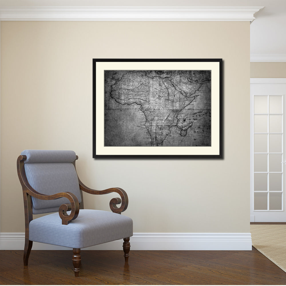 Africa Mapmaker Vintage BandW Map Canvas Print with Picture Frame  Wall Art Gift Ideas Image 2