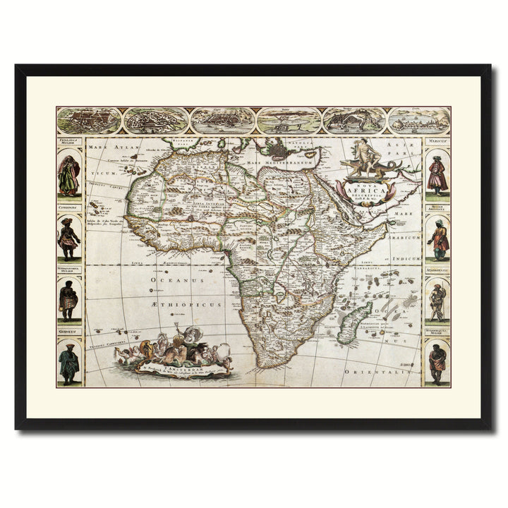 Africa Vintage Antique Map Wall Art  Gift Ideas Canvas Print Custom Picture Frame Image 3
