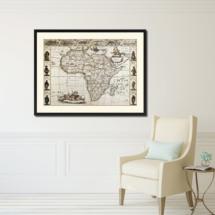 Africa Vintage Antique Map Wall Art  Gift Ideas Canvas Print Custom Picture Frame Image 5