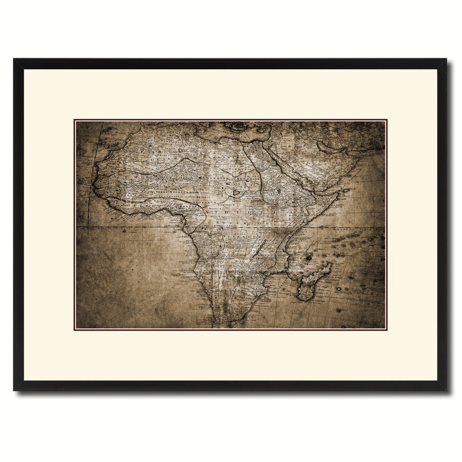 Africa Mapmaker Vintage Sepia Map Canvas Print with Picture Frame Gifts  Wall Art Decoration Image 1