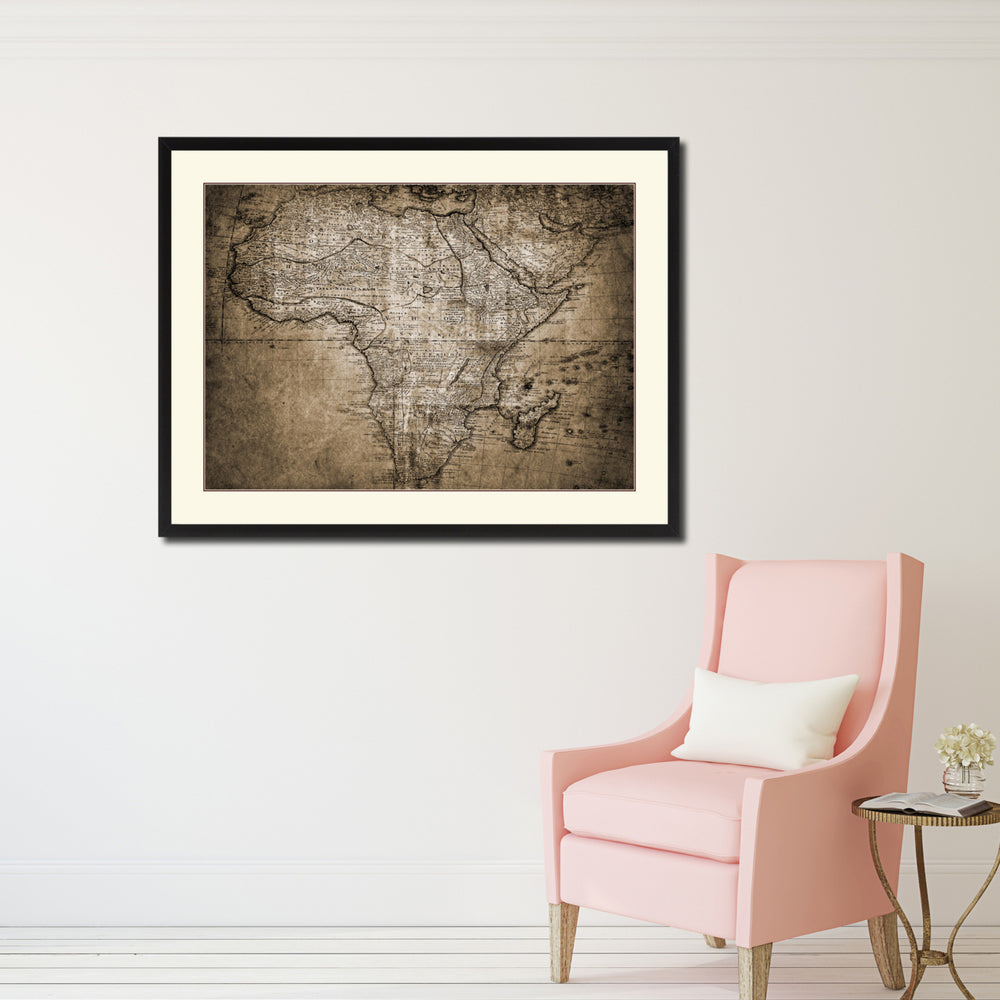 Africa Mapmaker Vintage Sepia Map Canvas Print with Picture Frame Gifts  Wall Art Decoration Image 2