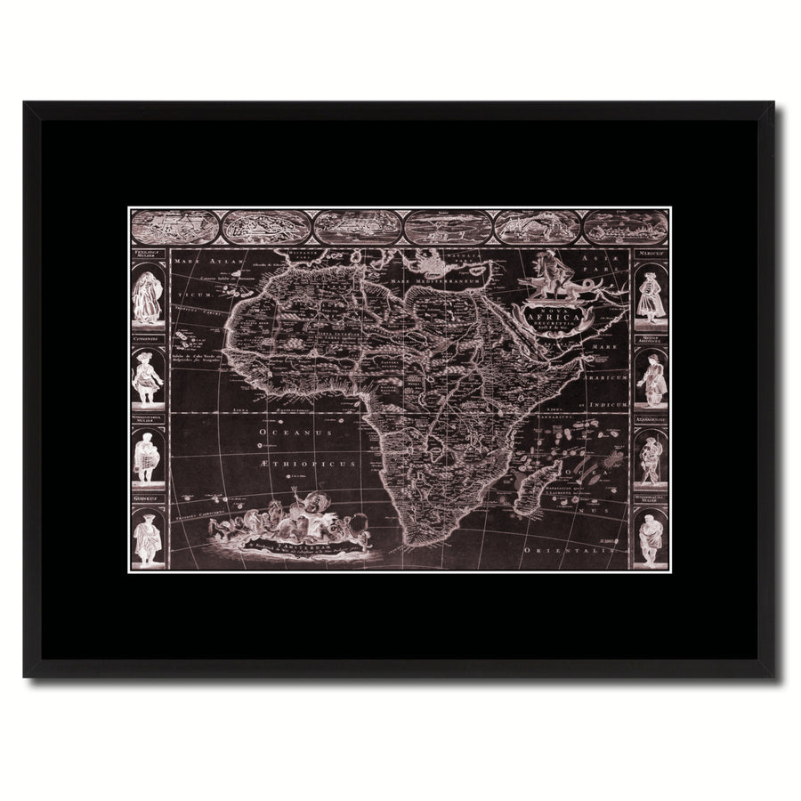Africa Vintage Vivid Sepia Map Canvas Print with Picture Frame  Wall Art Decoration Gifts Image 1
