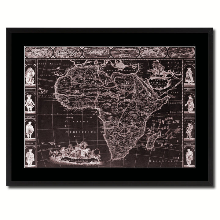 Africa Vintage Vivid Sepia Map Canvas Print with Picture Frame  Wall Art Decoration Gifts Image 3
