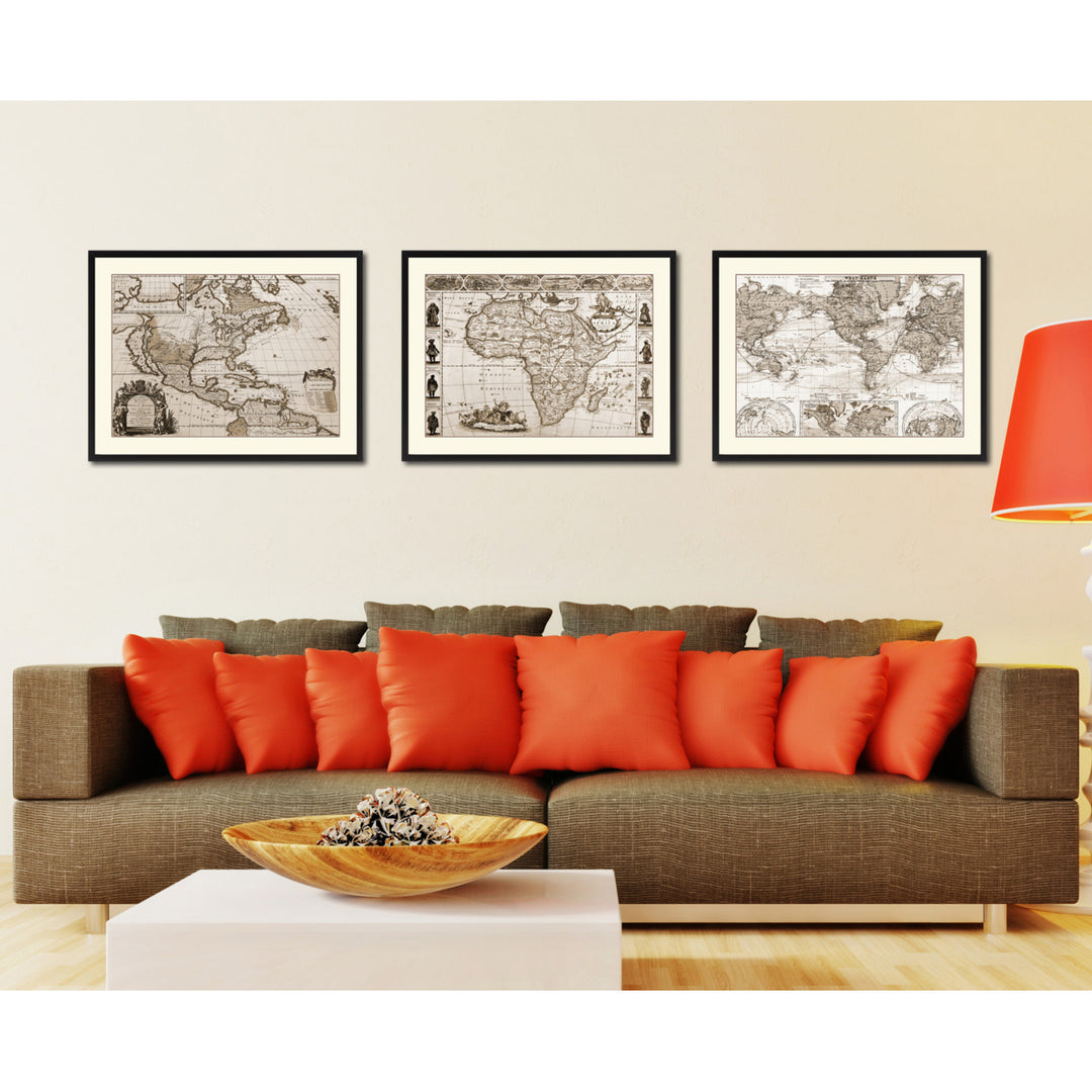 Africa Vintage Sepia Map Canvas Print with Picture Frame Gifts  Wall Art Decoration Image 4