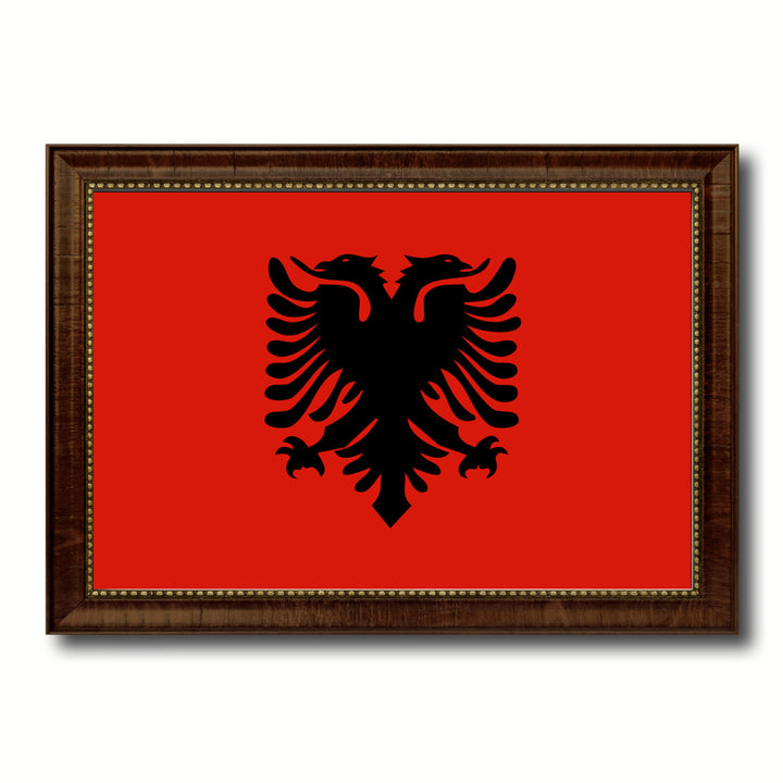 Albania Country Flag Canvas Print with Picture Frame  Gifts Wall Image 1