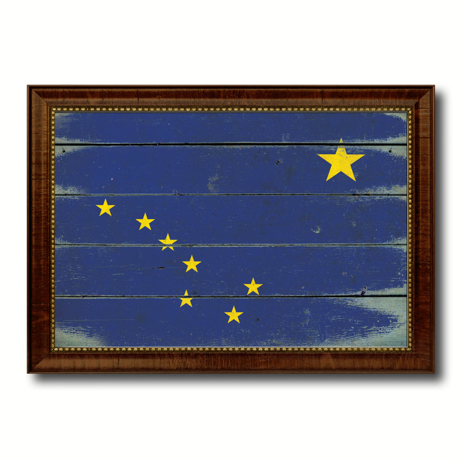 Alaska Vintage Flag Canvas Print with Picture Frame Gift Ideas  Wall Art Decoration Image 1