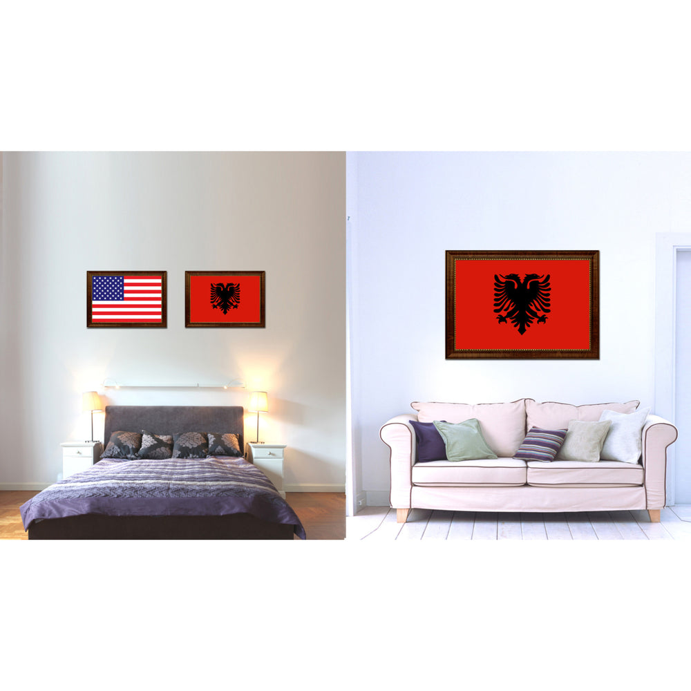 Albania Country Flag Canvas Print with Picture Frame  Gifts Wall Image 2