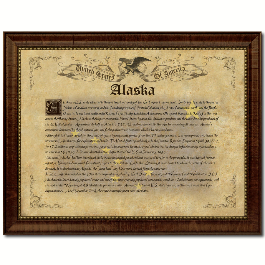 Alaska State Vintage History Flag Canvas Print with Picture Frame  Wall Art Decoration Gift Ideas Image 1