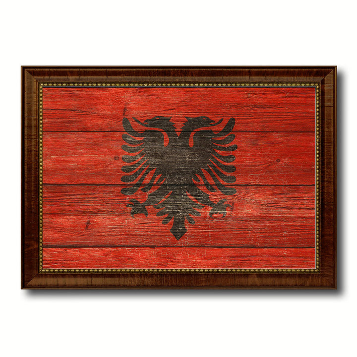 Albania Country Flag Texture Canvas Print with Custom Frame  Gift Ideas Wall Decoration Image 1