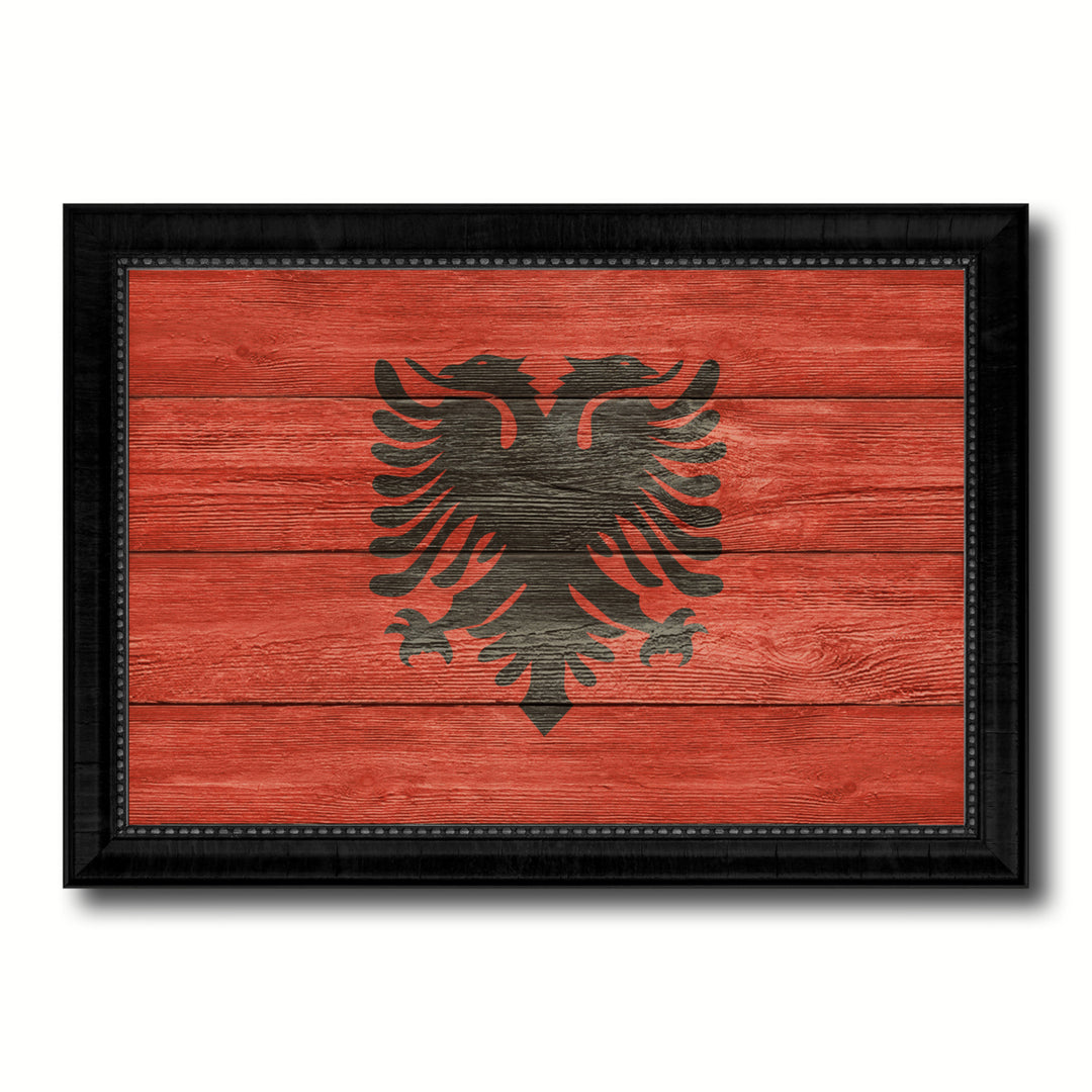 Albania Country Flag Texture Canvas Print with Picture Frame  Wall Art Gift Ideas Image 1