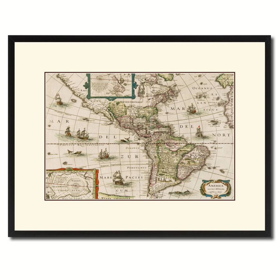 America Vintage Antique Map Wall Art  Gift Ideas Canvas Print Custom Picture Frame Image 1