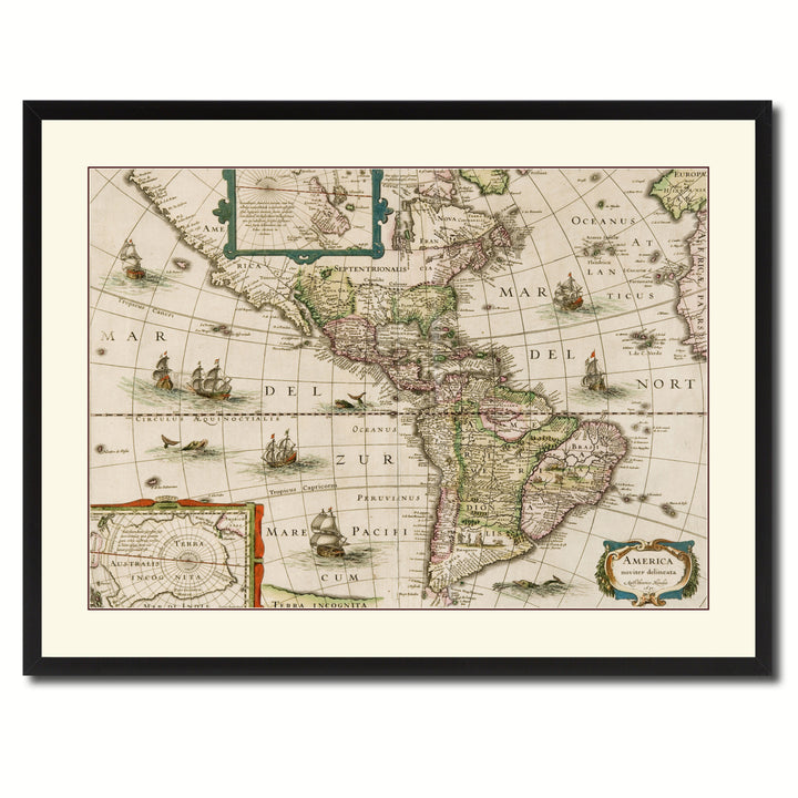 America Vintage Antique Map Wall Art  Gift Ideas Canvas Print Custom Picture Frame Image 3