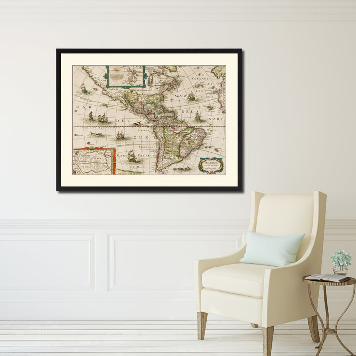 America Vintage Antique Map Wall Art  Gift Ideas Canvas Print Custom Picture Frame Image 5