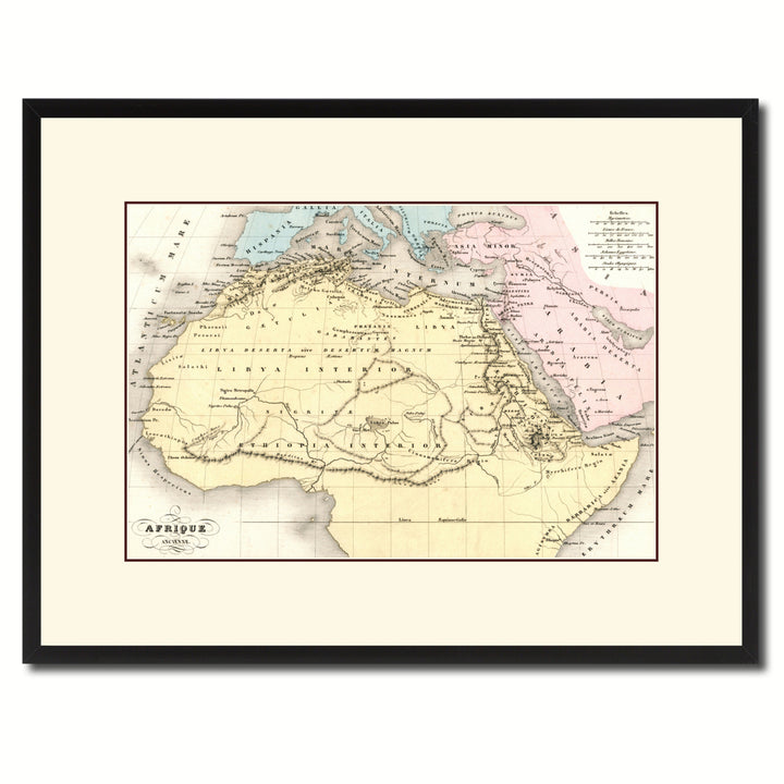 Ancient Africa Vintage Antique Map Wall Art  Gift Ideas Canvas Print Custom Picture Frame Image 1