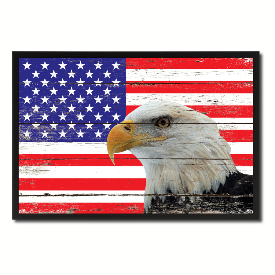 American Eagle Flag Canvas Print with Picture Frame  Wall Art Gifts Image 1