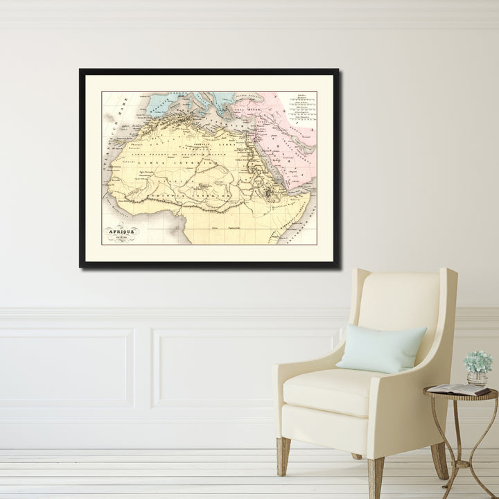 Ancient Africa Vintage Antique Map Wall Art  Gift Ideas Canvas Print Custom Picture Frame Image 5