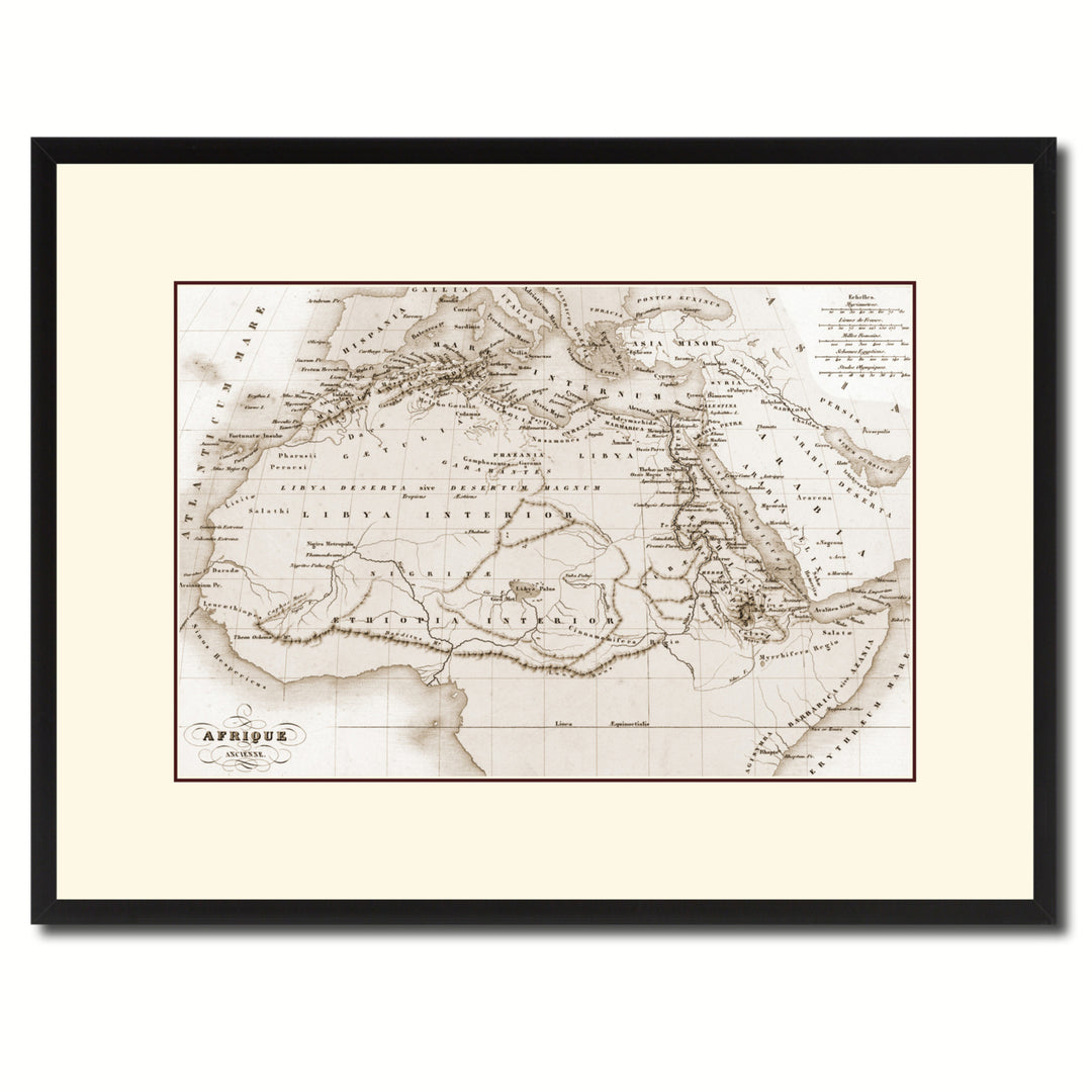 Ancient Africa Vintage Sepia Map Canvas Print with Picture Frame Gifts  Wall Art Decoration Image 1
