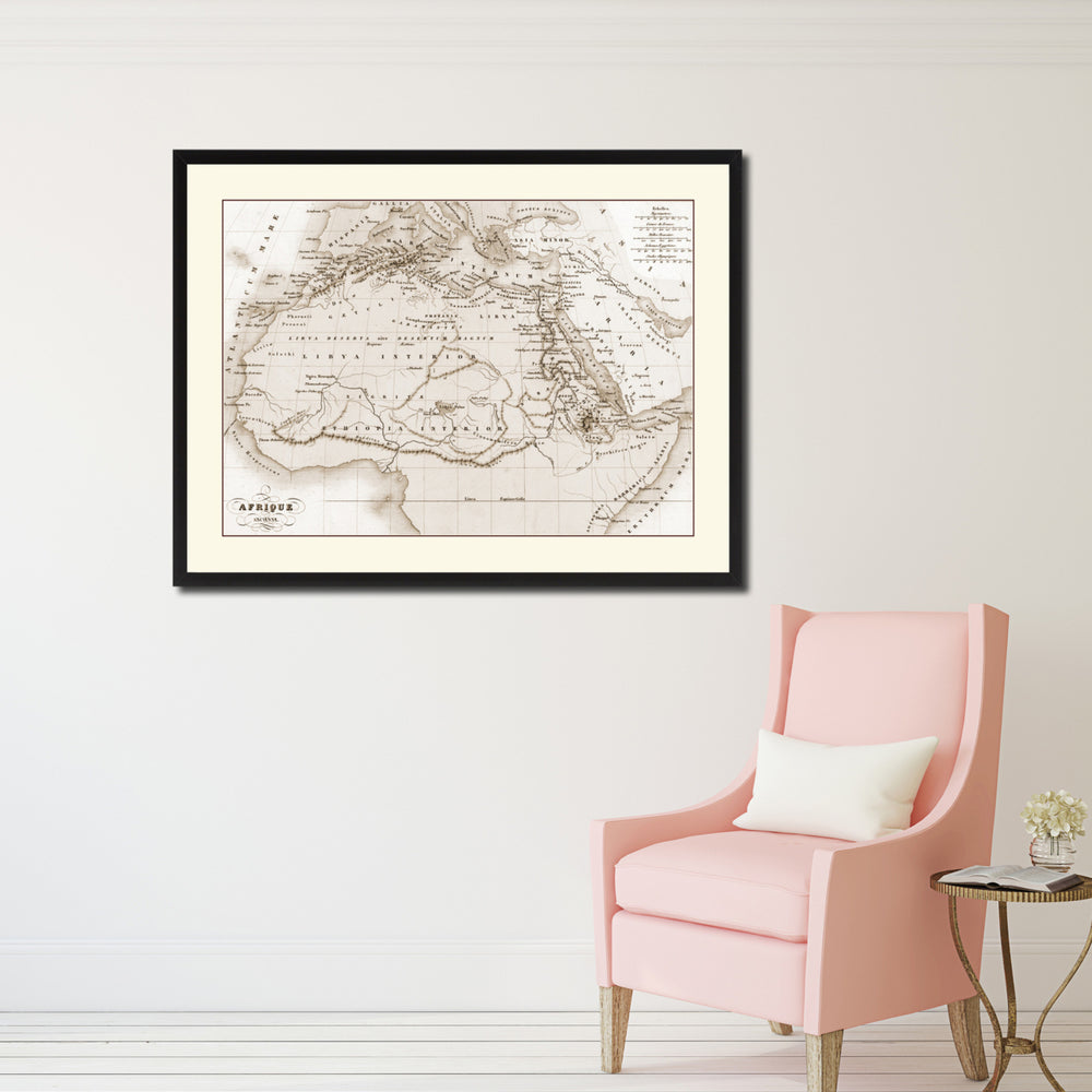 Ancient Africa Vintage Sepia Map Canvas Print with Picture Frame Gifts  Wall Art Decoration Image 2