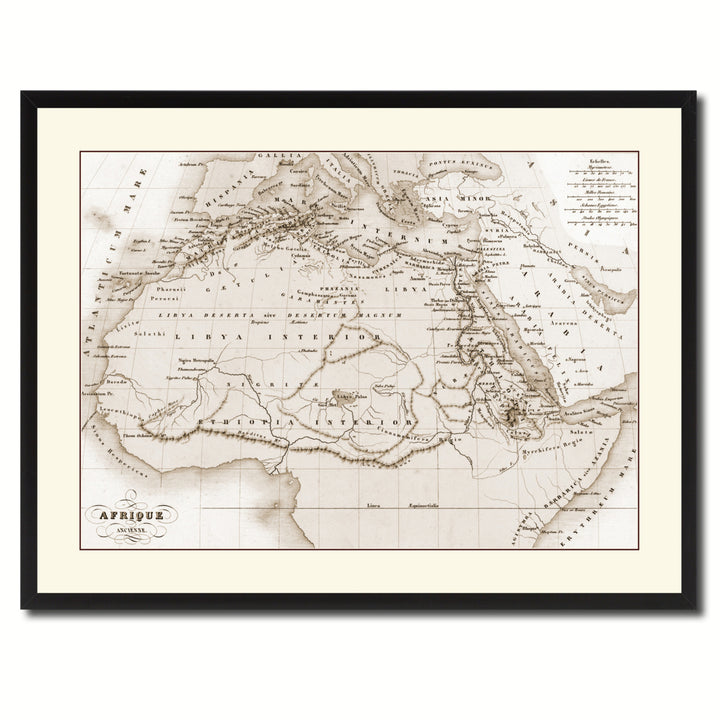 Ancient Africa Vintage Sepia Map Canvas Print with Picture Frame Gifts  Wall Art Decoration Image 3
