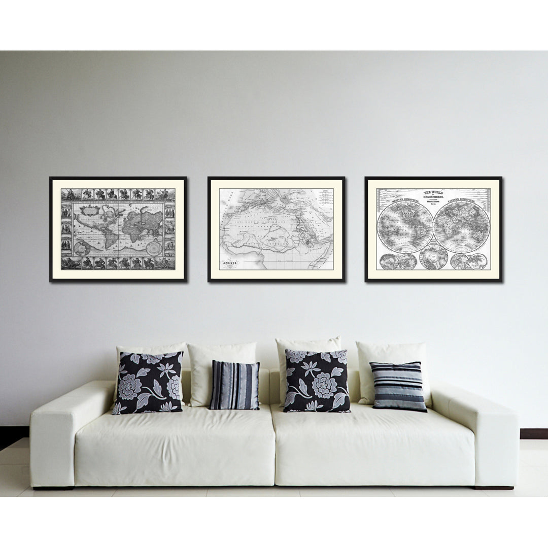 Ancient Africa Vintage BandW Map Canvas Print with Picture Frame  Wall Art Gift Ideas Image 4