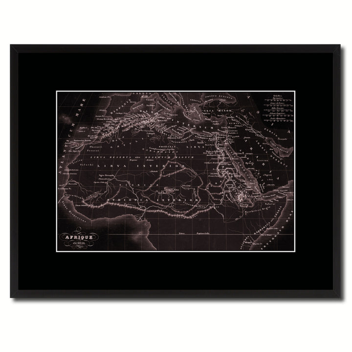 Ancient Africa Vintage Vivid Sepia Map Canvas Print with Picture Frame  Wall Art Decoration Gifts Image 1