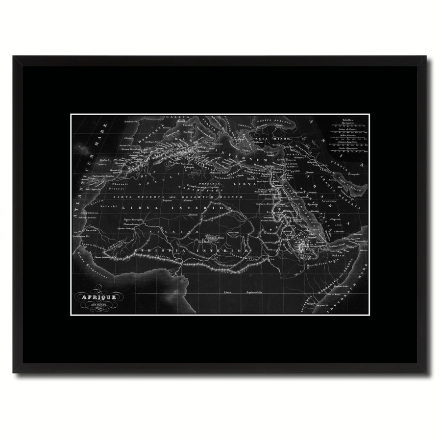 Ancient Africa Vintage Monochrome Map Canvas Print with Gifts Picture Frame  Wall Art Image 1