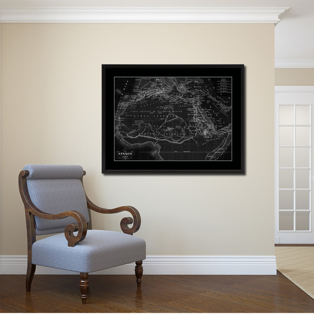 Ancient Africa Vintage Monochrome Map Canvas Print with Gifts Picture Frame  Wall Art Image 2