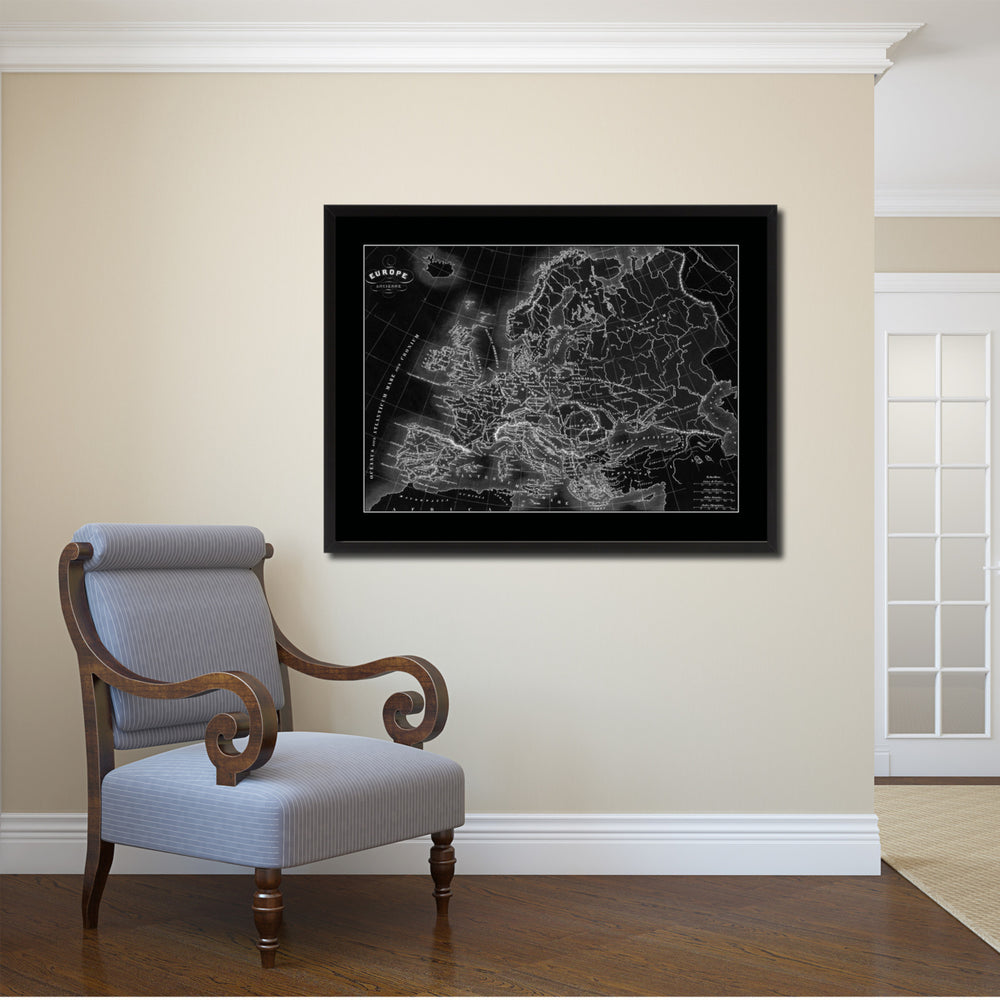 Ancient Europe Vintage Monochrome Map Canvas Print with Gifts Picture Frame  Wall Art Image 2