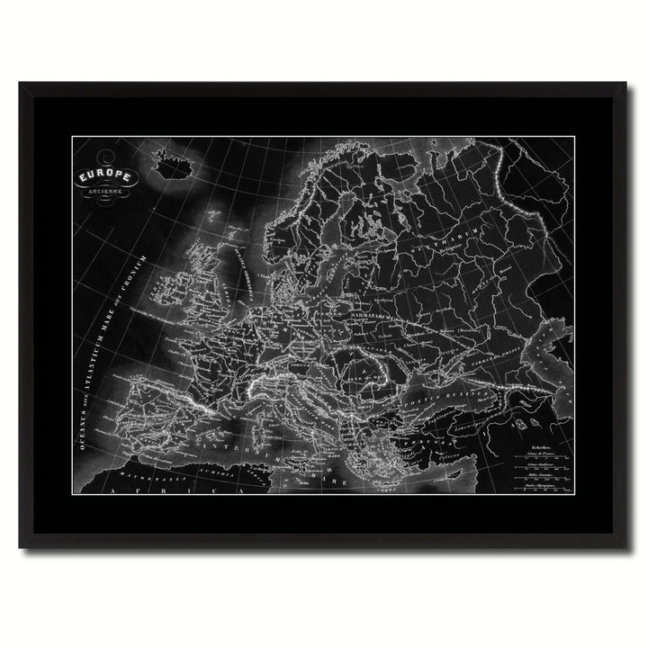 Ancient Europe Vintage Monochrome Map Canvas Print with Gifts Picture Frame  Wall Art Image 3